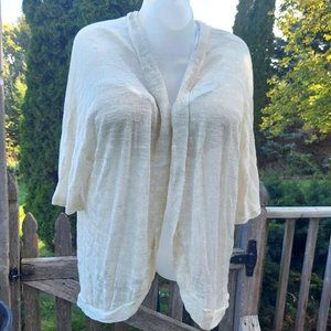 Meri Skye Plus Size 5X Ivory Open Cardigan - Women Lightweight Knitted Very Soft
